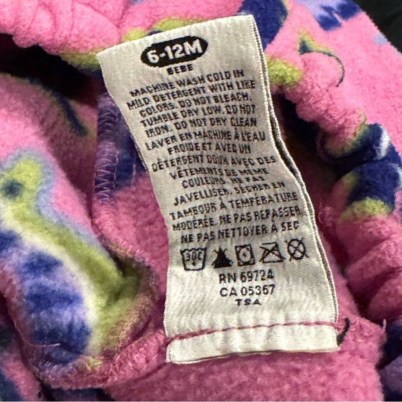 Vintage Columbia Fleece Bunting 6-12 Months Pink Animals Soft Warm Snowsuit - Picture 10 of 12
